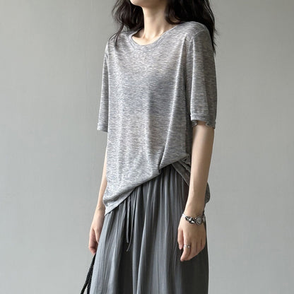 7color【トップス】韓国風カジュアル 夏の新作 シンプルなゆったりとしたクルーネック半袖Tシャツ【JZシリーズ】