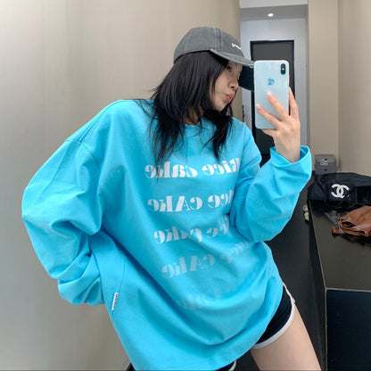 【トップス】春 秋 冬 コットン100% アルファベット プリント ゆるリラックス Ｔシャツ