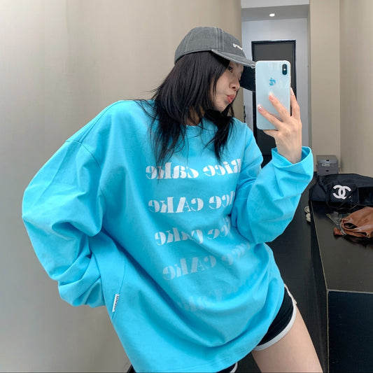 【トップス】春 秋 冬 コットン100% アルファベット プリント ゆるリラックス Ｔシャツ