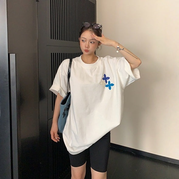【トップス】アメリカンレトロ パッチ刺繍 コットンTシャツ 【FCシリーズ】