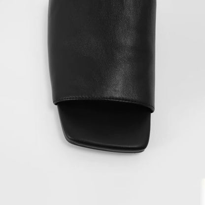 【シューズ】個性デザイン スクエアトゥ フラット バックストラップ サンダル レディース オープントゥ コンフォートスリッパ