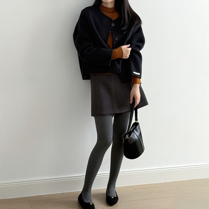 【アウター】上質ウールコート✨レディース 冬 短丈 シンプル 丸首 ゆったりシルエット 大人可愛い【JZシリーズ】