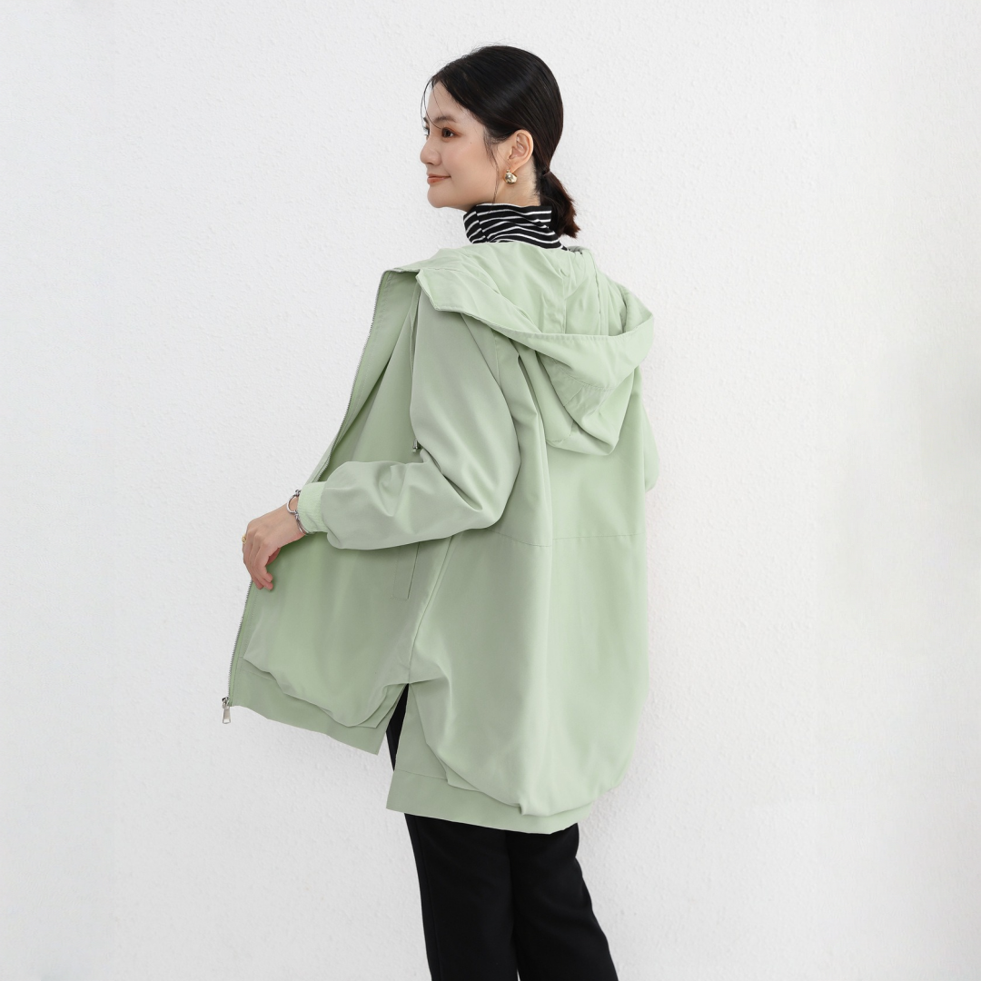 【アウター】春 秋 ゆったり 前短後長 ポケット トレンチコート ジャケット