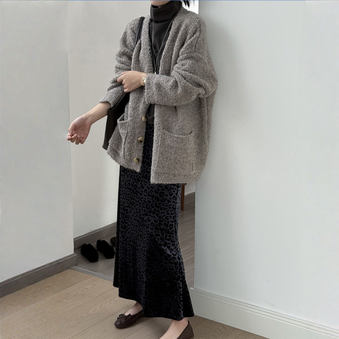 【ボトムス】春 秋 冬 レオパード ベロアハイウエスト スカート 【SNシリーズ】