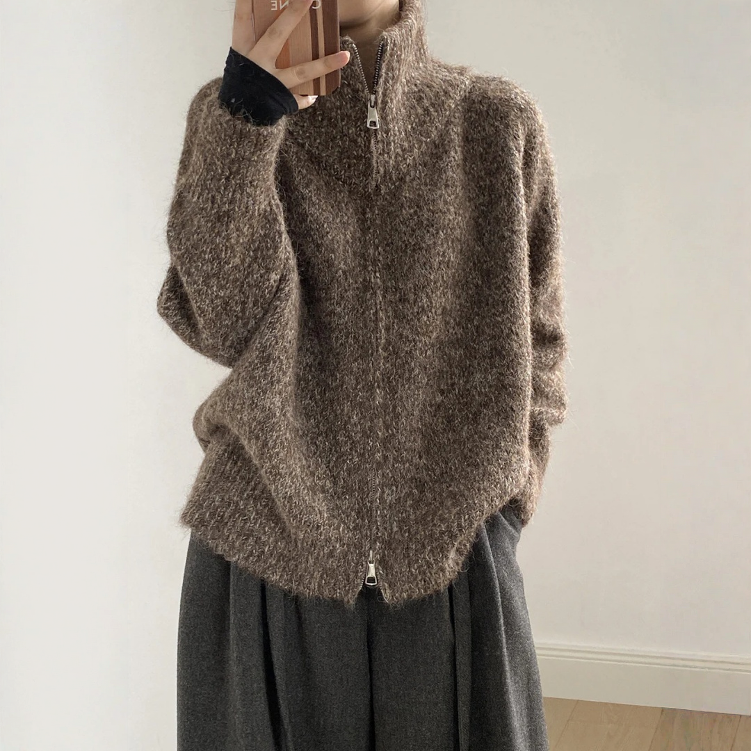 【トップス】春 秋 冬 もっちり ハイネック こなれ感 ジップ セーター 【SNシリーズ】