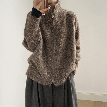 【トップス】春 秋 冬 もっちり ハイネック こなれ感 ジップ セーター 【SNシリーズ】