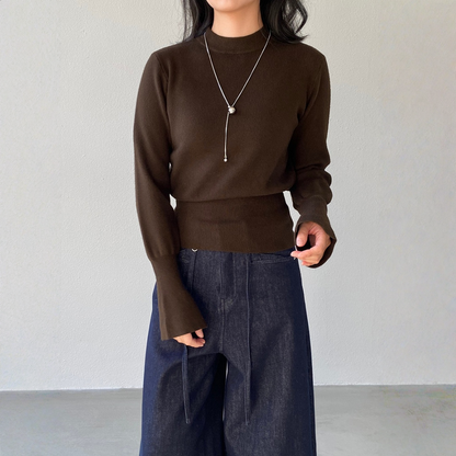 【トップス】ハイネック 春 秋 冬 ウエストマーク 着痩せ効果 ニット セーター 【JZシリーズ】