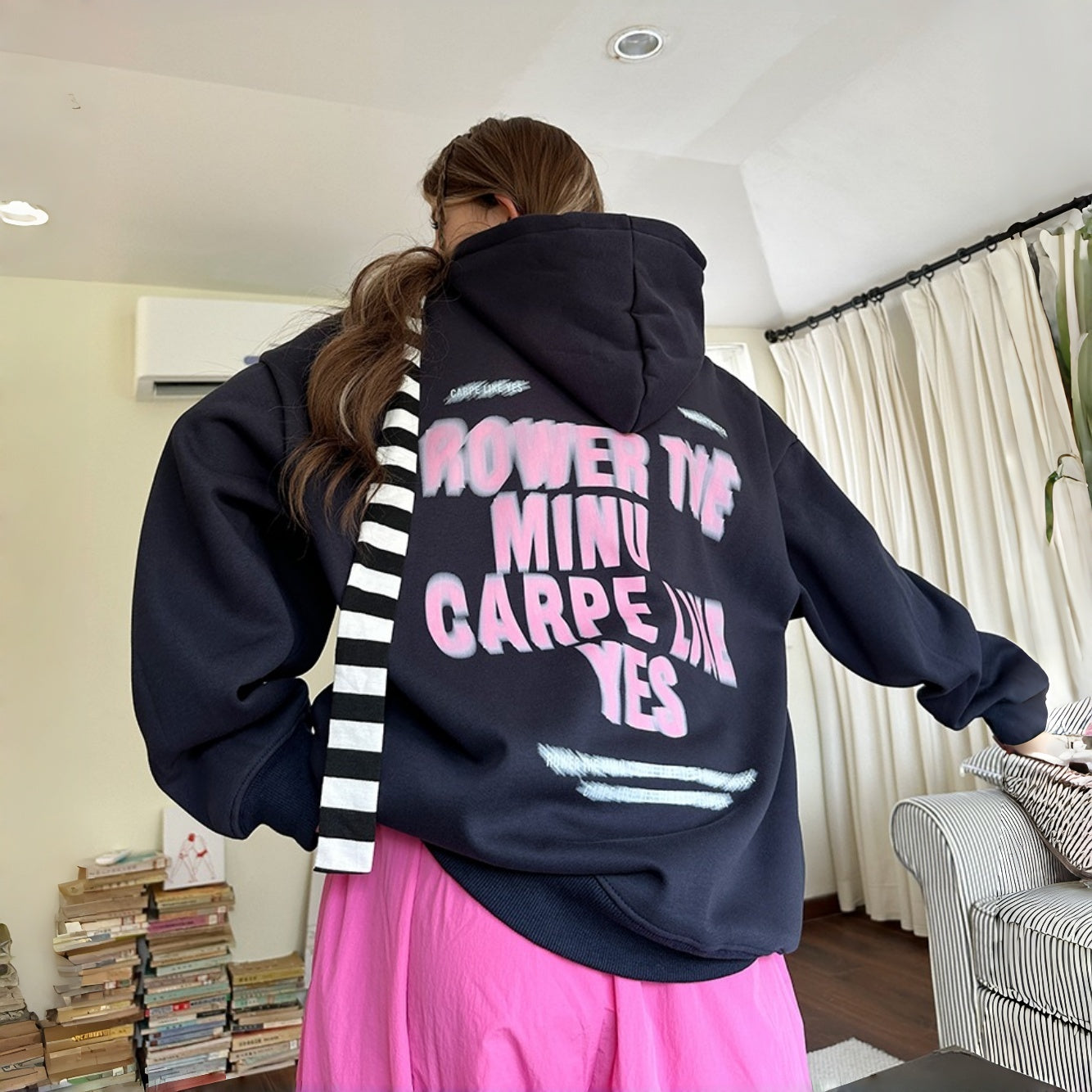 【トップス】韓国風 フード付き アルファベット スタイリッシュ パーカー【FCシリーズ】