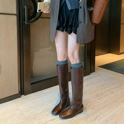 【シューズ】インヒール 春 秋 冬 スクエアラウンドトゥ ライダーブーツ 【JZシリーズ】