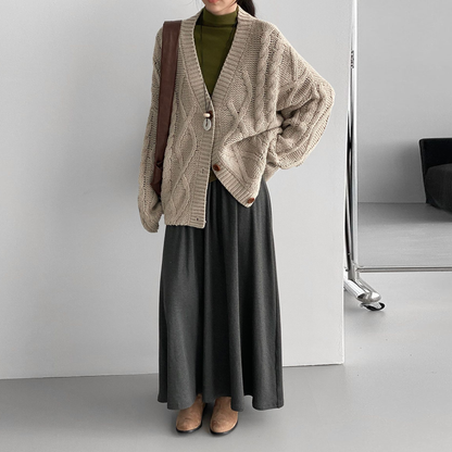 【アウター】秋冬新作 ヴィンテージ風 ゆったり 厚手ケーブルニット カーディガン【JZシリーズ】