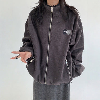 【アウター】春 秋 冬 フリース スタンドカラー オーバーシルエット ジャケット 【FCシリーズ】