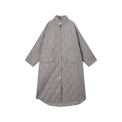 【アウター】ダイヤ柄 ハイネック 中綿ジャケット レディース 秋冬 韓国風 ゆったり あったか ロング丈 綿入れコート【シリーズ】