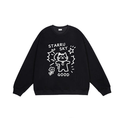 全7色【トップス】🐾子猫柄 クルーネック スウェット ユニセックス 秋冬 ゆったり かわいい パーカー【FCシリーズ】