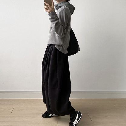 【ボトムス】✨ソフト＆着瘦せ♡韓国風ゴムウエストワイドパンツ 秋冬 レディース 九分丈【JZシリーズ】