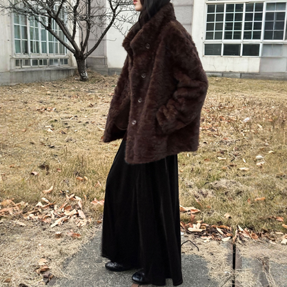 【アウター】フェイクファー レザー×ファー一体型 春 秋 冬 厚手 もこもこ コート 【JZシリーズ】