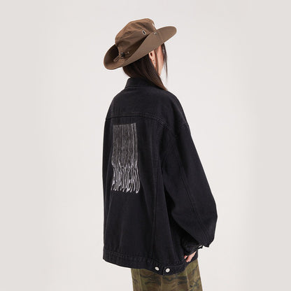【アウター】アメリカンレトロ ワーク風 デニム 男女兼用 ジャケット レディース ゆったり 英字プリント カジュアル 2026春新作 【FCシリーズ】