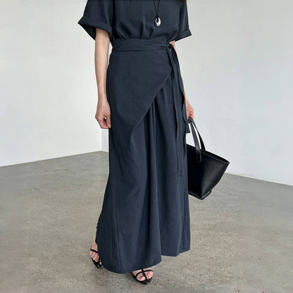 【ワンピース】夏 ラウンドネック 着痩せ効果 Aライン タンクトップ ワンピース 【SNシリーズ】