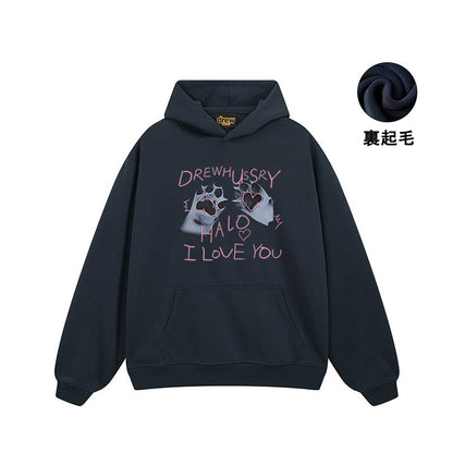 【トップス】🐱猫の肉球プリントスウェット レディース 春秋 オーバーサイズ リラックス ストリート 薄手【FCシリーズ】