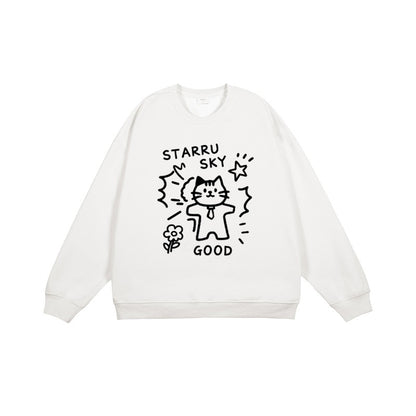 全7色【トップス】🐾子猫柄 クルーネック スウェット ユニセックス 秋冬 ゆったり かわいい パーカー【FCシリーズ】