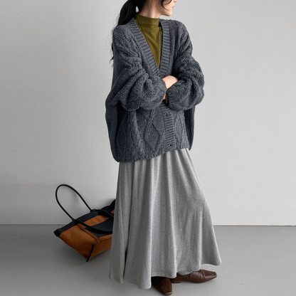 【アウター】秋冬新作 ヴィンテージ風 ゆったり 厚手ケーブルニット カーディガン【JZシリーズ】