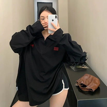 【トップス】春 秋 冬 刺繍 Vネック 長袖 Ｔシャツ 【FCシリーズ】