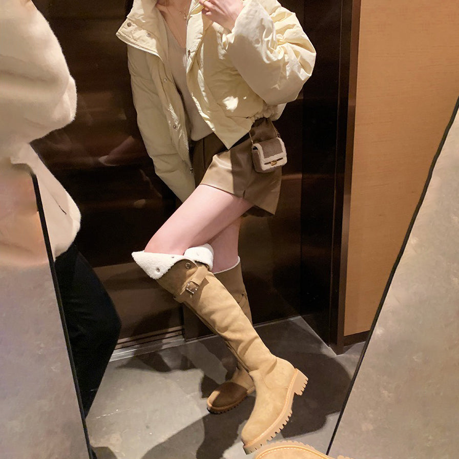 24AW】【シューズ】3色 秋冬新作 厚底 裏起毛 防寒 脚長効果 ロング