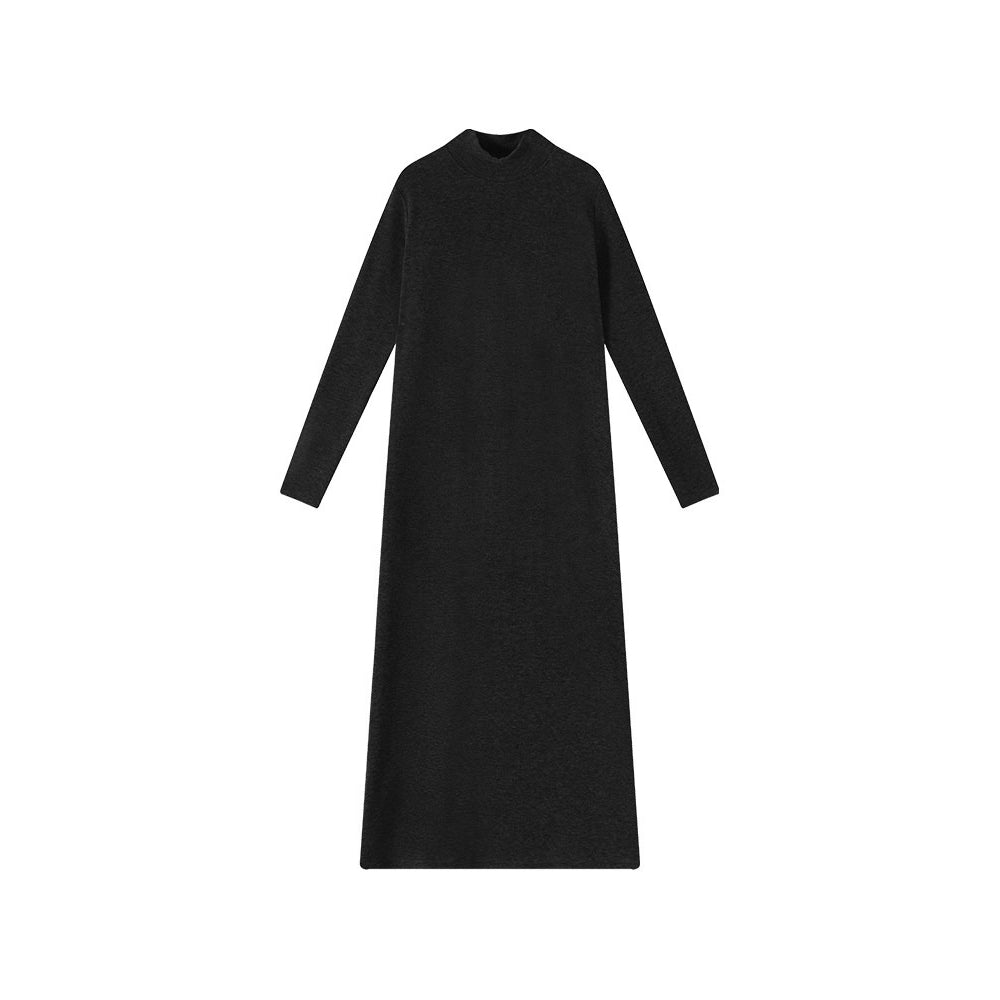 【ワンピース】無地 ハイネック ニット長袖ワンピース レディース 秋冬 韓国風 ゆったり ルーズ ロング丈 Aライン【JZシリーズ】
