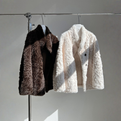 【アウター】フェイクファー レザー×ファー一体型 春 秋 冬 厚手 もこもこ コート 【JZシリーズ】