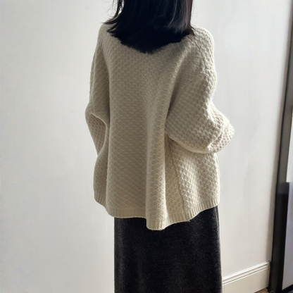 【アウター】パイナップル柄 ハートボタン  クルーネック ニット カーディガン 【JZシリーズ】