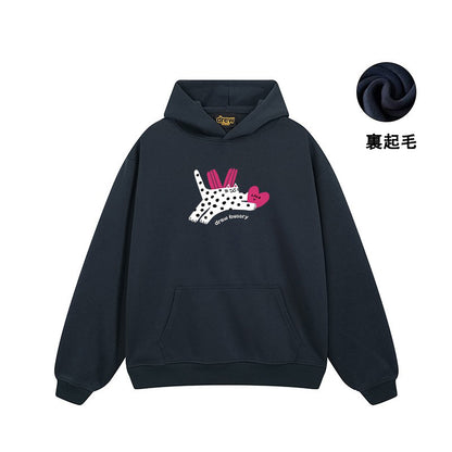 【トップス】🐱猫プリントパーカー ユニセックス ペアルック 秋冬 カジュアル【FCシリーズ】