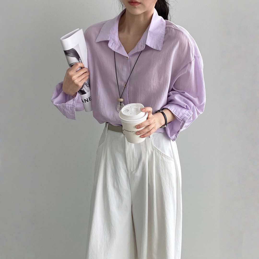 期間限定⭐️60%OFF【トップス】テンセル100% 襟付き シングルボタン 通気性 シャツ 【JZシリーズ】