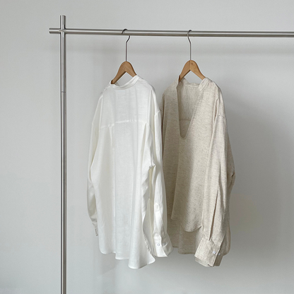 【トップス】深めUネック ミニマル 着回しやすい 上品な雰囲気 シャツ 【JZシリーズ】