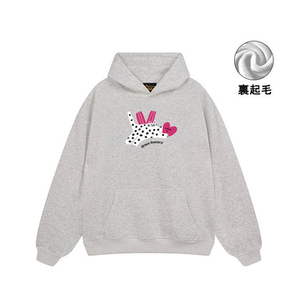 【トップス】🐱猫プリントパーカー ユニセックス ペアルック 秋冬 カジュアル【FCシリーズ】