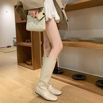 【シューズ】インヒール 春 秋 冬 スクエアラウンドトゥ ライダーブーツ 【JZシリーズ】