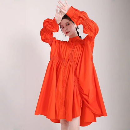 【ワンピース】春 秋 冬 パフスリーブ ルーズ 特別デザイン 長袖 ワンピース 【AHシリーズ】