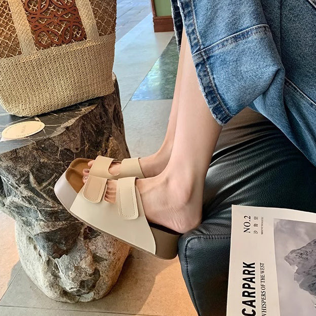 【シューズ】夏 厚底 ダブルマジックテープ 外履き対応 ビルケンサンダル