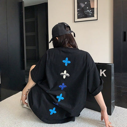 【トップス】アメリカンレトロ パッチ刺繍 コットンTシャツ 【FCシリーズ】