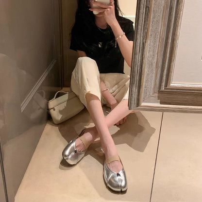 【シューズ】ラウンドトゥ 足袋風 フラット メリージェーンシューズ レディース 足袋シューズ パンプス