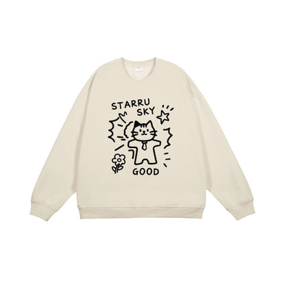 全7色【トップス】🐾子猫柄 クルーネック スウェット ユニセックス 秋冬 ゆったり かわいい パーカー【FCシリーズ】