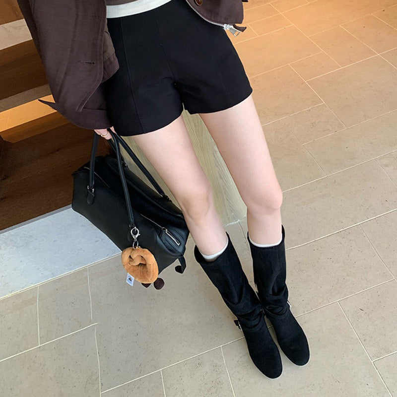 【シューズ】🖤6cmスタイルアップ！柔らかくて履きやすい✨韓国風ベルト付きミドルブーツ レディース 秋冬新作