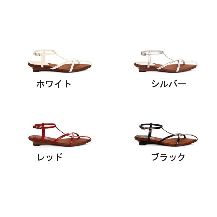 【シューズ】夏新作 フレンチエレガンス ポインテッドトゥ オープントゥ ローマサンダル