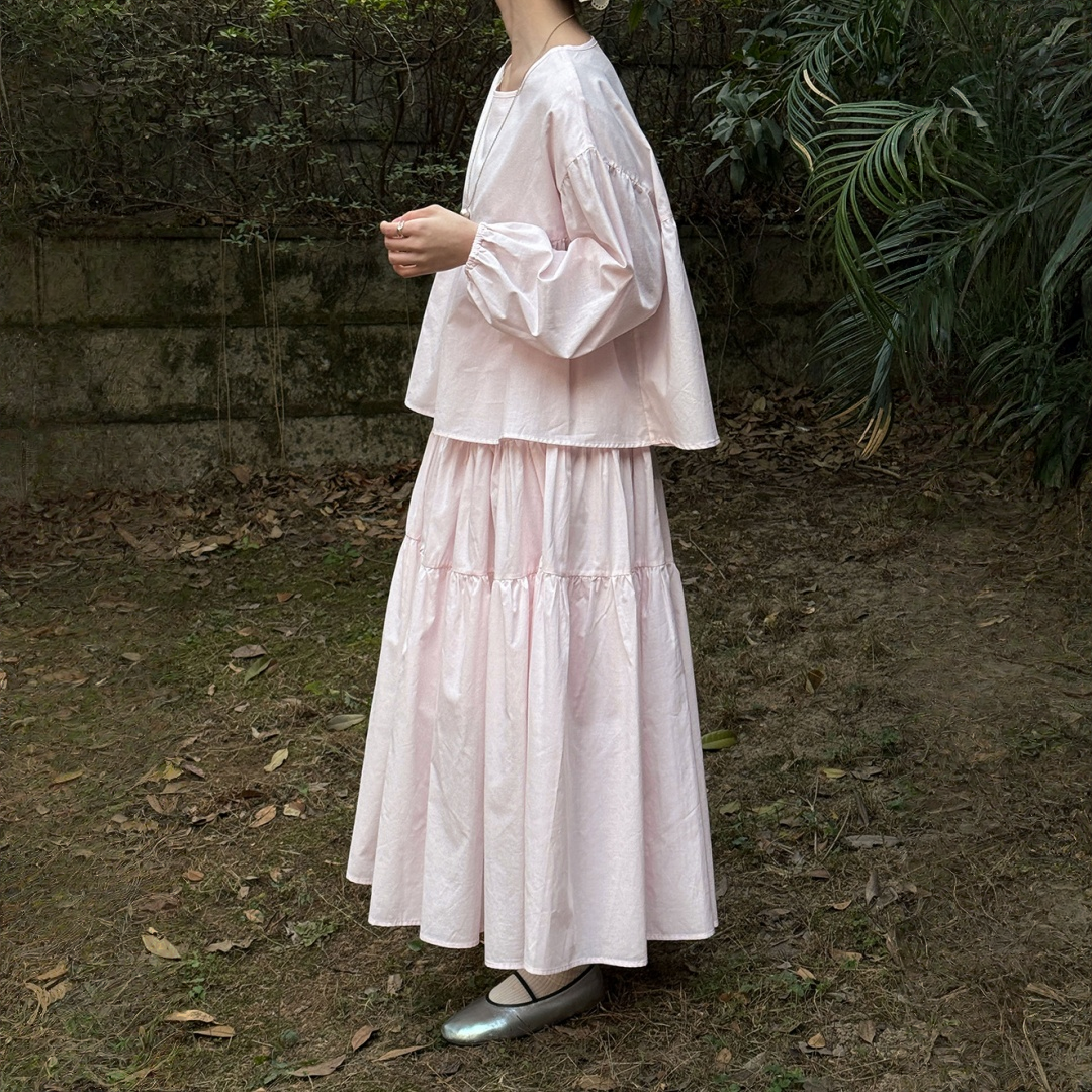 【セットアップ】スウィート ドール風ブラウス + フレアスカート 2点上下セット 【JZシリーズ】