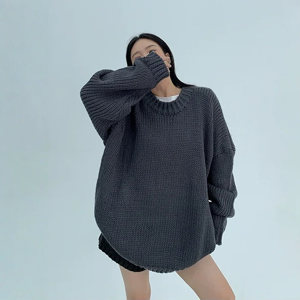 【トップス】春 秋 冬 レトロ ニット ラウンドネック セーター【FCシリーズ】