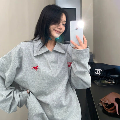 【トップス】春 秋 冬 刺繍 Vネック 長袖 Ｔシャツ 【FCシリーズ】