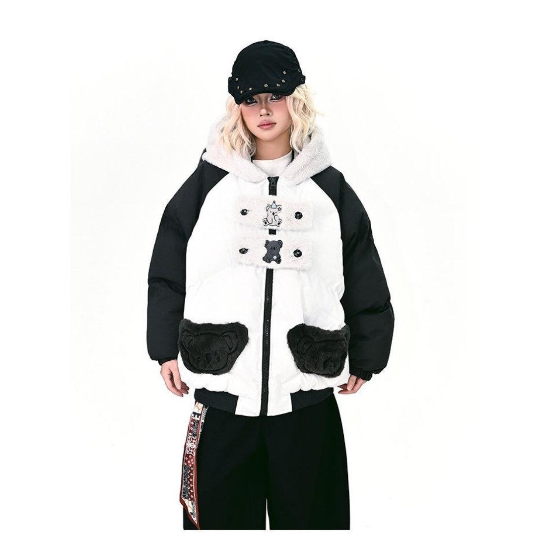 【アウター】韓国風 ゆったり 動物耳 目立つ 売れ筋  フード付き 綿入れコート【FCシリーズ】