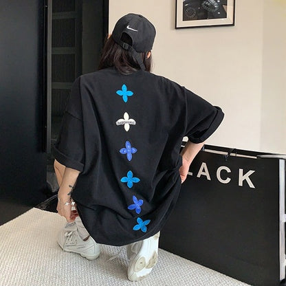 【トップス】アメリカンレトロ パッチ刺繍 コットンTシャツ 【FCシリーズ】