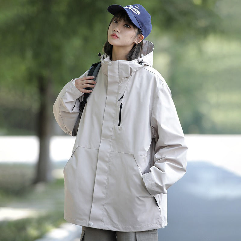 【アウター】ユニセックス アウトドア マウンテンパーカー ゆったりシルエット 3WAY仕様 着脱可能 カップル向け ジャケット【FCシリーズ】