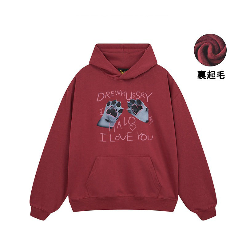 【トップス】🐱猫の肉球プリントスウェット レディース 春秋 オーバーサイズ リラックス ストリート 薄手【FCシリーズ】