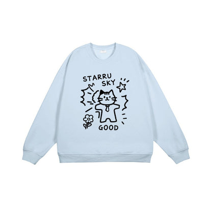 全7色【トップス】🐾子猫柄 クルーネック スウェット ユニセックス 秋冬 ゆったり かわいい パーカー【FCシリーズ】