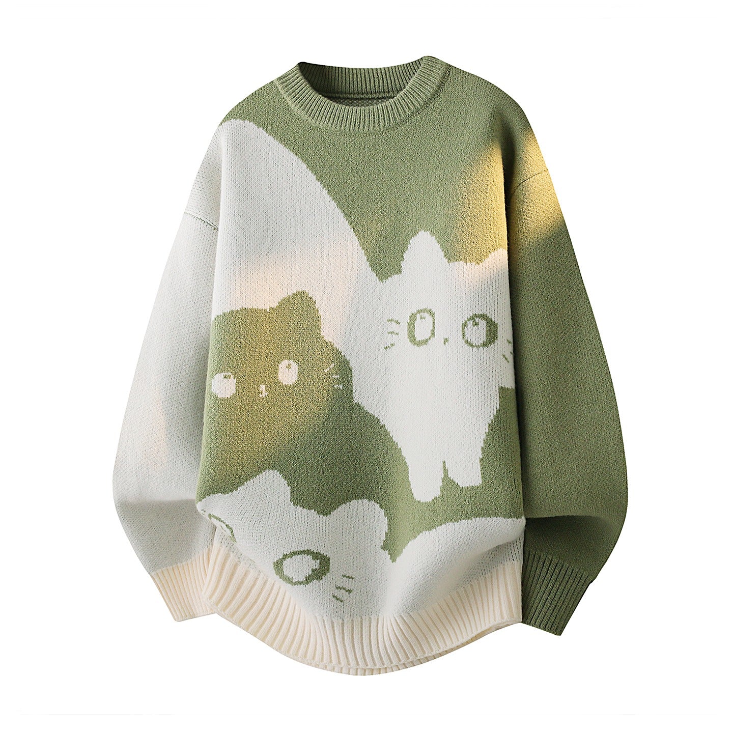 【トップス】カートゥーン猫柄 裏起毛 ニット 秋冬 メンズ レディース 高級感 ユニセックス【FCシリーズ】